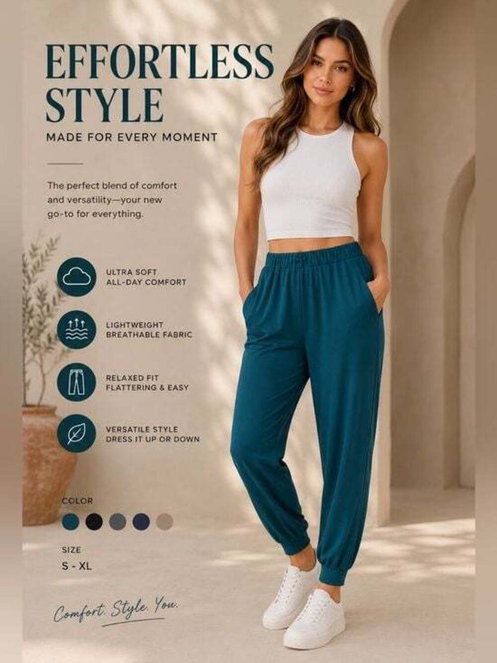 Women’s Relaxed Jogger Pants - Teal XL